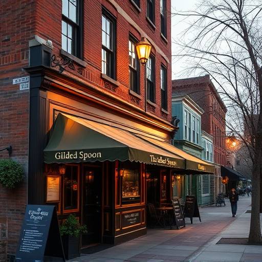 The exterior of The Gilded Spoon restaurant in Boston's North End.
